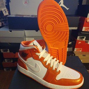 NEW IN BOX DEADSTOCK 100% AUTHENTIC JORDAN 1 MID METALLIC ORANGE SZ 10.5/11.5